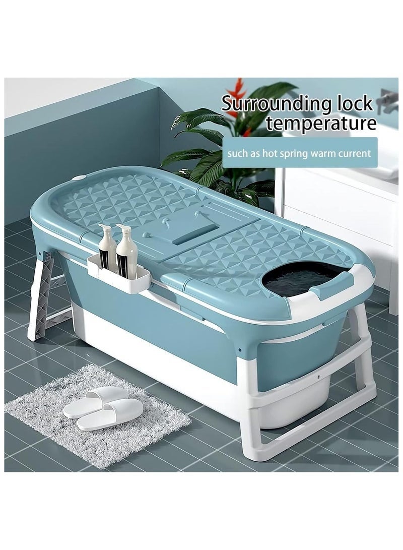 Arabest 120cm Portable Bathtub for Adults,Foldable Freestanding Bathtub Large Outdoor Family SPA Soaking Tub for Children Twins Adult,Maintenance of Temperature Barrel with Cover (Blue) - Image 4